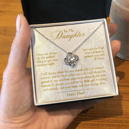 To My Daughter - Love Dad - Beautiful Gift Set - Love Knot Necklace -DLK006