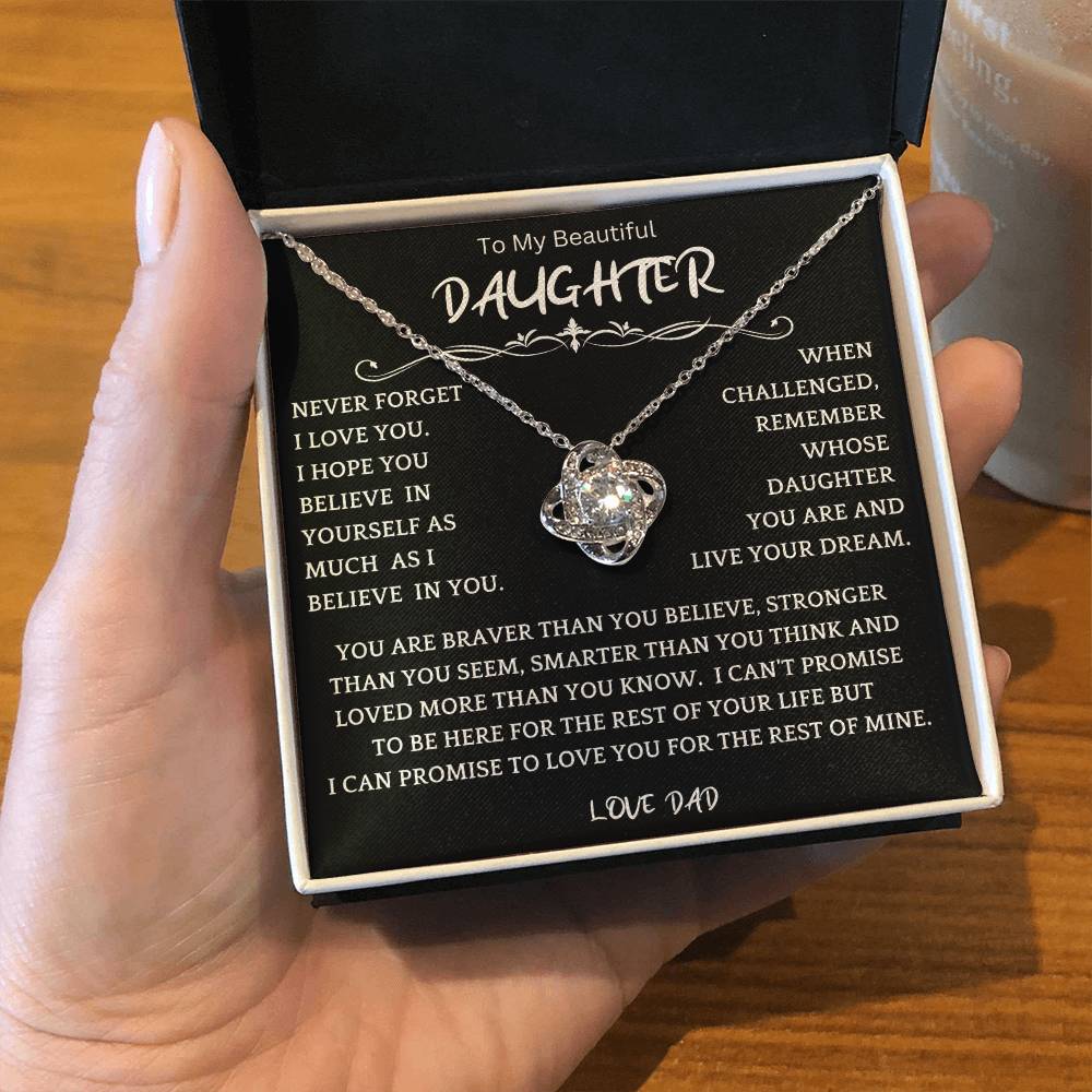 To My Daughter - Love Dad - Beautiful Gift Set - Love Knot Necklace -DLK019