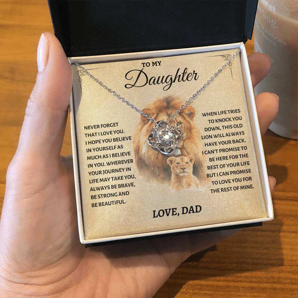 To My Daughter - Love Dad - Beautiful Gift Set - Love Knot Necklace -DLK011
