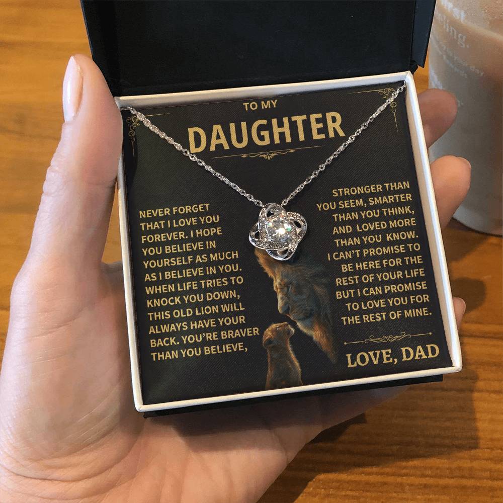 To My Daughter - Love Dad - Beautiful Gift Set - Love Knot Necklace -DLK009
