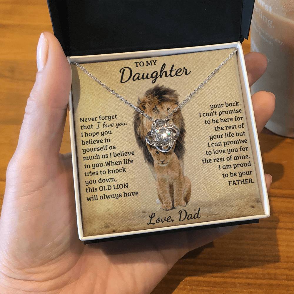 To My Daughter - Love Dad - Beautiful Gift Set - Love Knot Necklace -DLK018