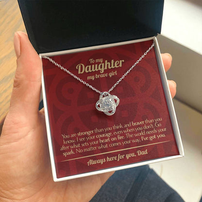 To My Daughter - Love Dad - Beautiful Gift Set - Love Knot Necklace -DLK003
