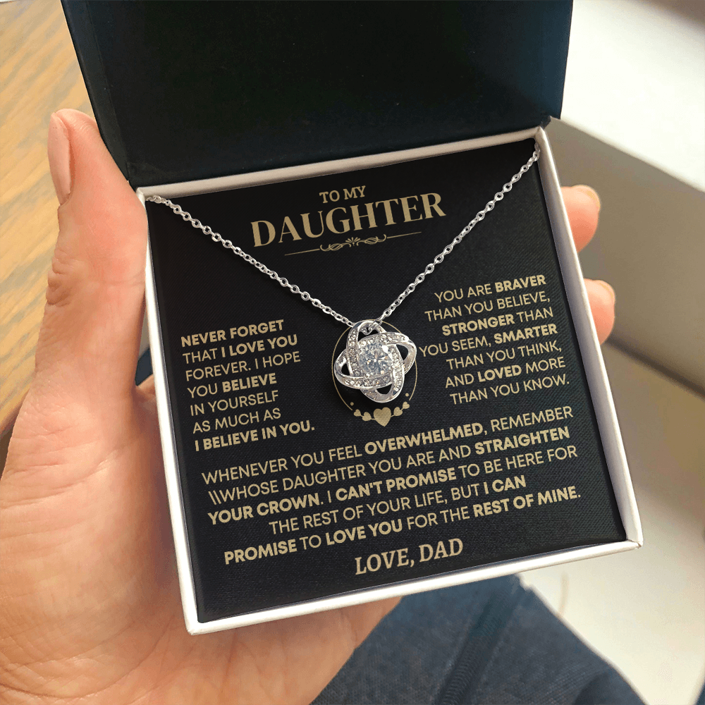 To My Daughter - Love Dad - Beautiful Gift Set - Love Knot Necklace -DLK001