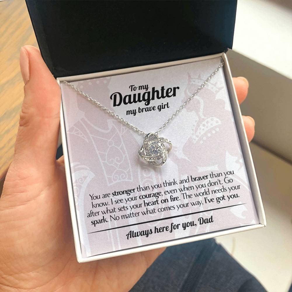 To My Daughter - Love Dad - Beautiful Gift Set - Love Knot Necklace -DLK017