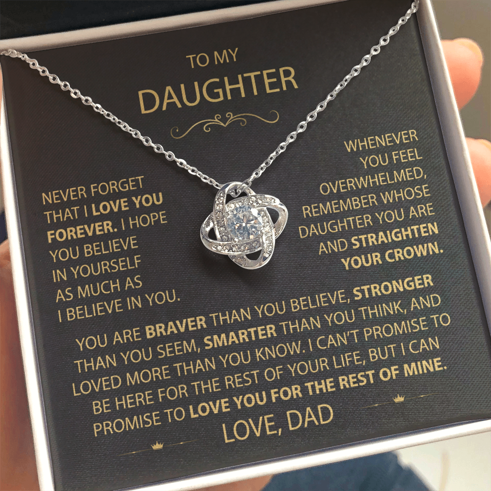 To My Daughter - Love Dad - Beautiful Gift Set - Love Knot Necklace -DLK002