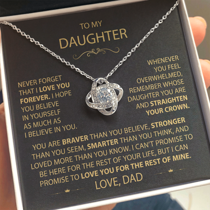 To My Daughter - Love Dad - Beautiful Gift Set - Love Knot Necklace -DLK002