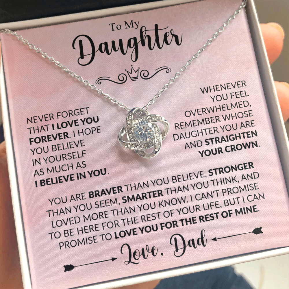 To My Daughter - Love Dad - Beautiful Gift Set - Love Knot Necklace -DLK021