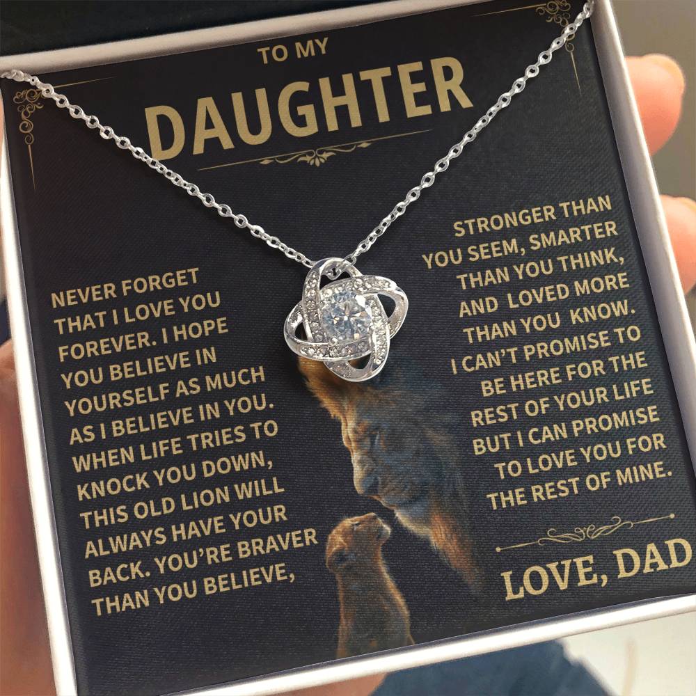 To My Daughter - Love Dad - Beautiful Gift Set - Love Knot Necklace -DLK009