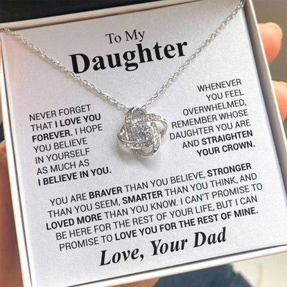 To My Daughter - Love Dad - Beautiful Gift Set - Love Knot Necklace -DLK023