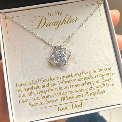 To My Daughter - Love Dad - Beautiful Gift Set - Love Knot Necklace -DLK016