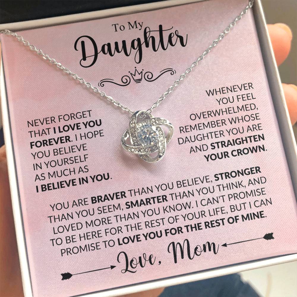 To My Daughter - Love Mom - Beautiful Gift Set - Love Knot Necklace -DLK022