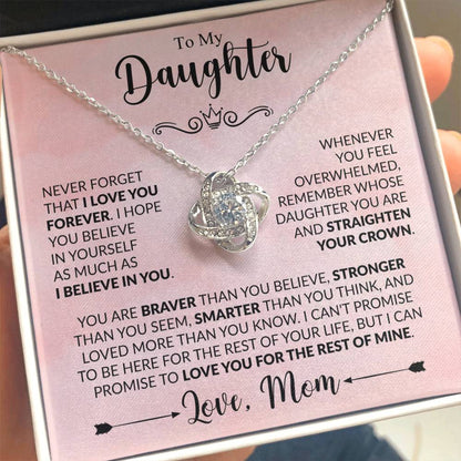To My Daughter - Love Mom - Beautiful Gift Set - Love Knot Necklace -DLK022