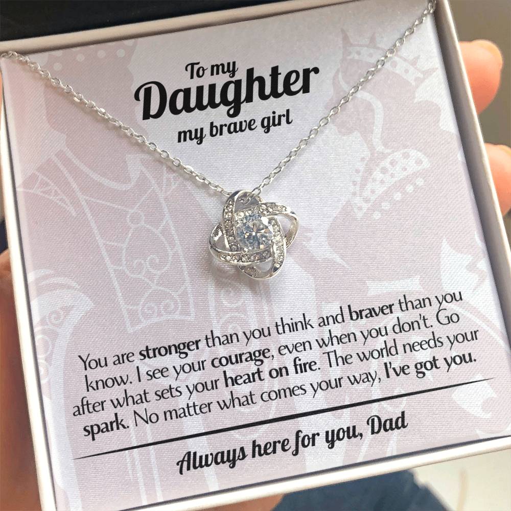 To My Daughter - Love Dad - Beautiful Gift Set - Love Knot Necklace -DLK017