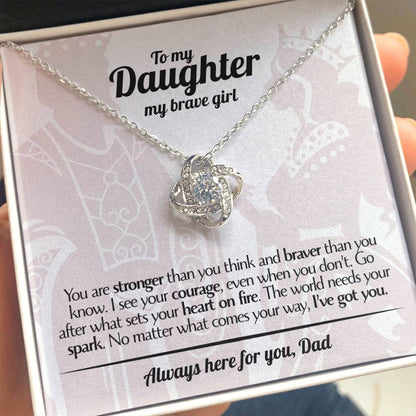 To My Daughter - Love Dad - Beautiful Gift Set - Love Knot Necklace -DLK017