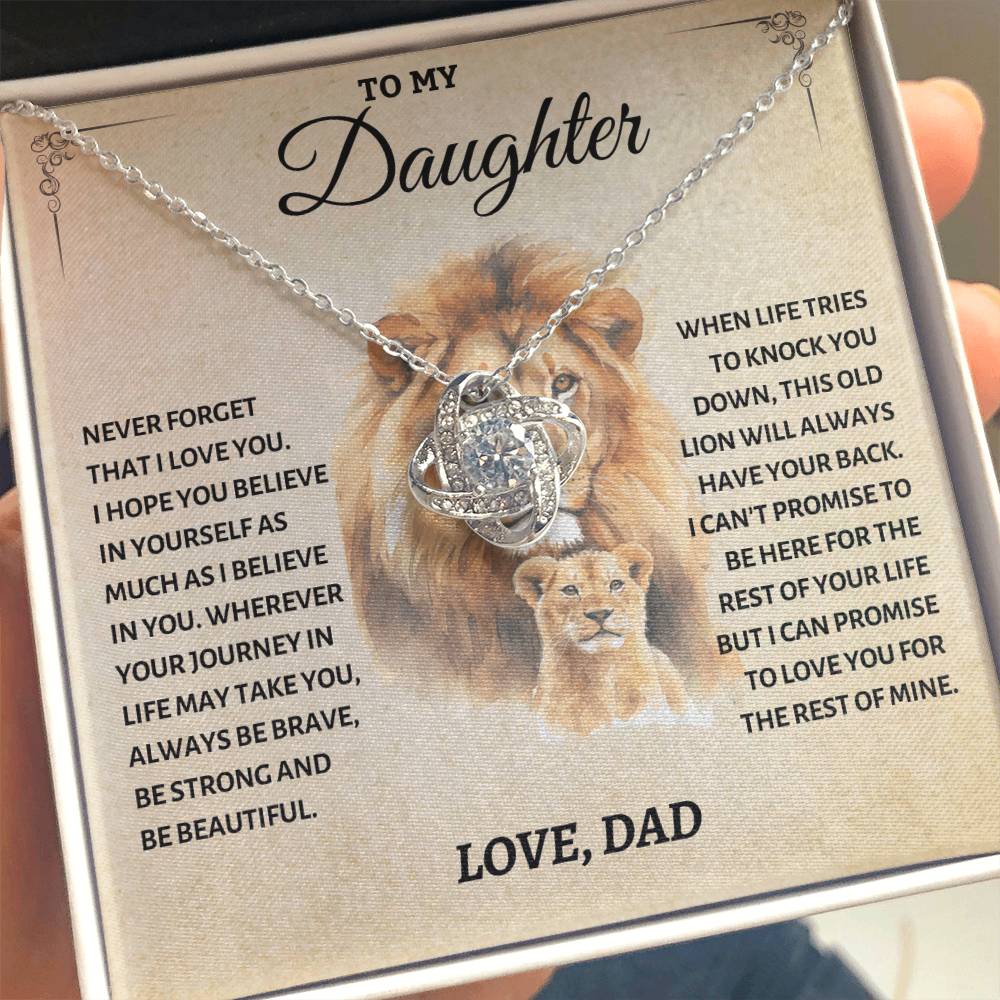 To My Daughter - Love Dad - Beautiful Gift Set - Love Knot Necklace -DLK011