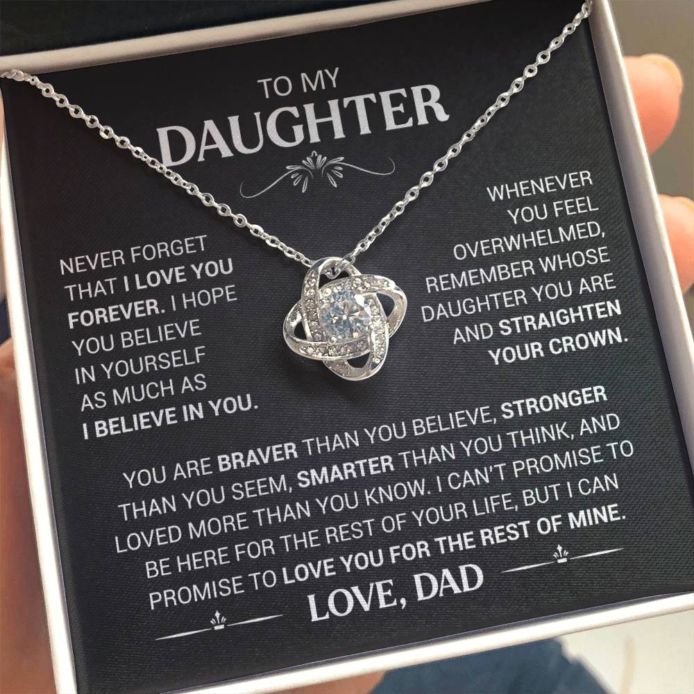 To My Daughter - Love Dad - Beautiful Gift Set - Love Knot Necklace -DLK008