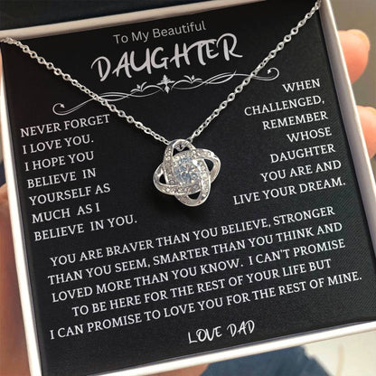 To My Daughter - Love Dad - Beautiful Gift Set - Love Knot Necklace -DLK019