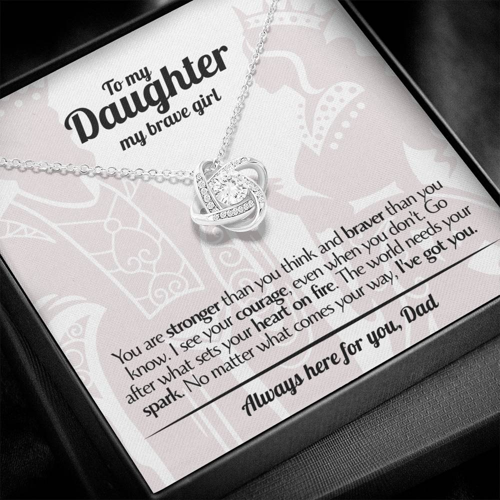 To My Daughter - Love Dad - Beautiful Gift Set - Love Knot Necklace -DLK017