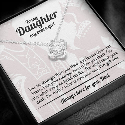 To My Daughter - Love Dad - Beautiful Gift Set - Love Knot Necklace -DLK017