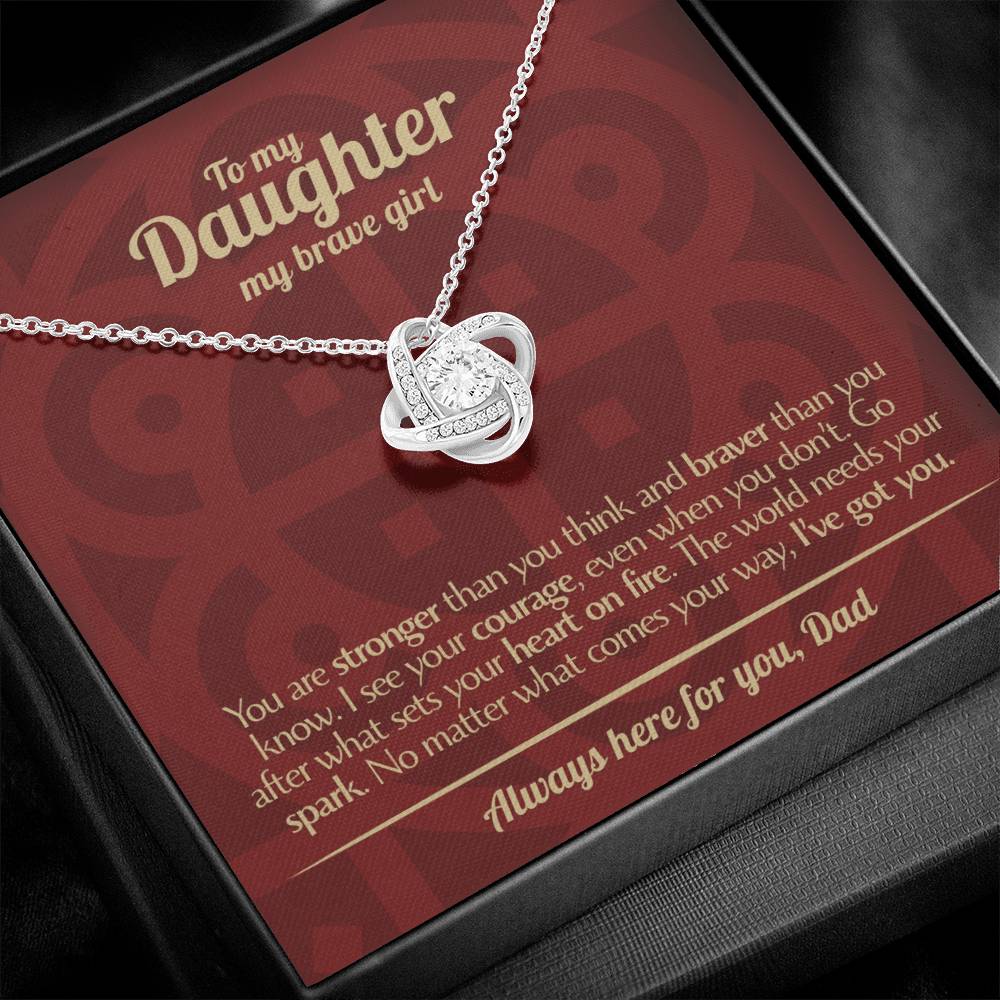 To My Daughter - Love Dad - Beautiful Gift Set - Love Knot Necklace -DLK003