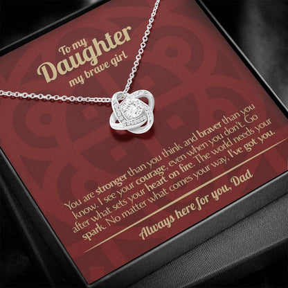 To My Daughter - Love Dad - Beautiful Gift Set - Love Knot Necklace -DLK003