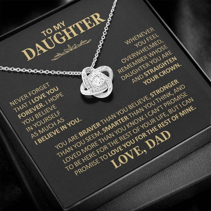 To My Daughter - Love Dad - Beautiful Gift Set - Love Knot Necklace -DLK020