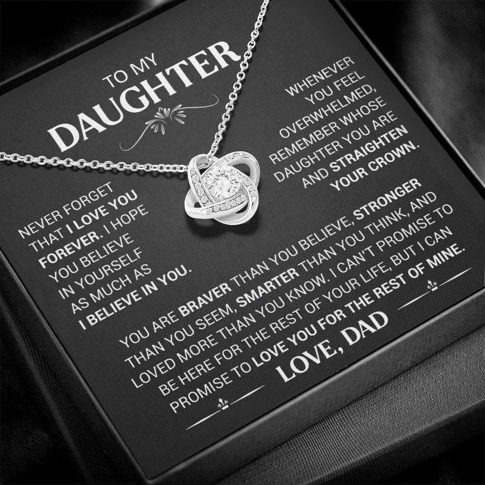 To My Daughter - Love Dad - Beautiful Gift Set - Love Knot Necklace -DLK013