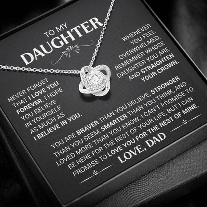 To My Daughter - Love Dad - Beautiful Gift Set - Love Knot Necklace -DLK013