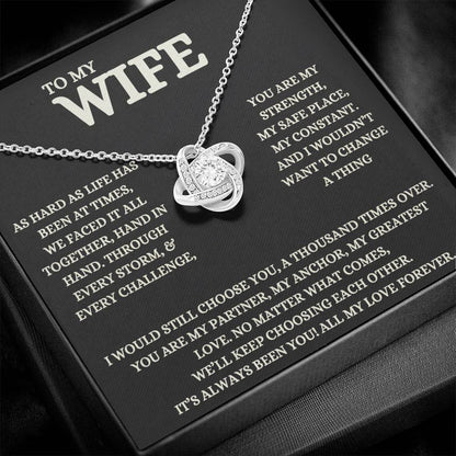 To My Wife - Beautiful Gift Set - Love Knot Necklace - WLKL007
