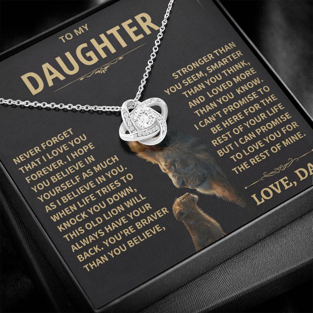 To My Daughter - Love Dad - Beautiful Gift Set - Love Knot Necklace -DLK009