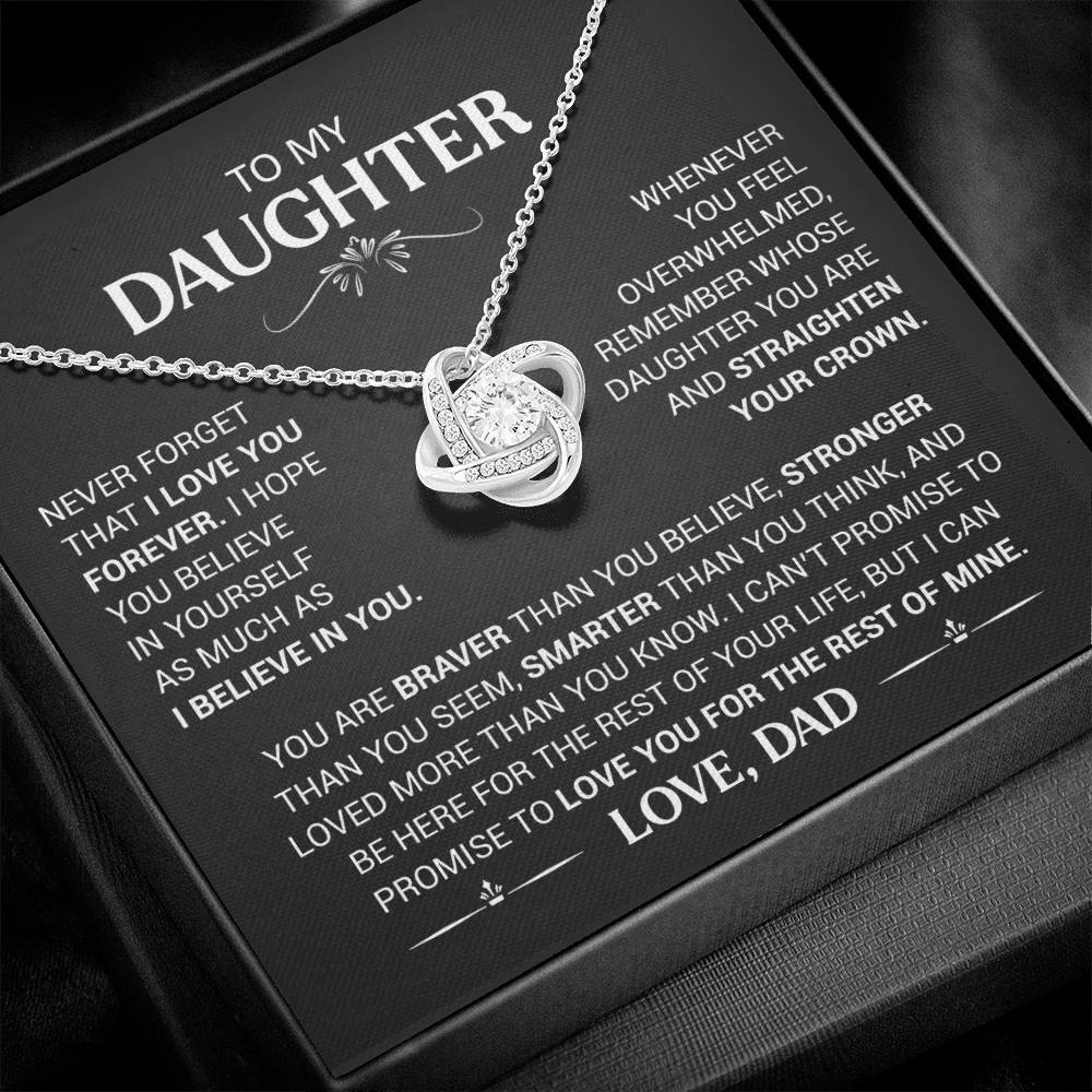 To My Daughter - Love Dad - Beautiful Gift Set - Love Knot Necklace -DLK008