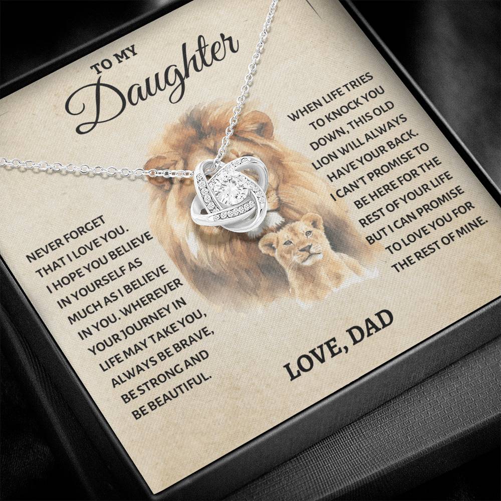To My Daughter - Love Dad - Beautiful Gift Set - Love Knot Necklace -DLK011