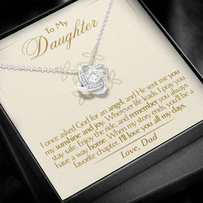 To My Daughter - Love Dad - Beautiful Gift Set - Love Knot Necklace -DLK016
