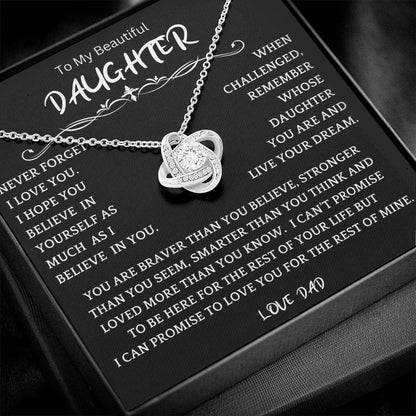 To My Daughter - Love Dad - Beautiful Gift Set - Love Knot Necklace -DLK019