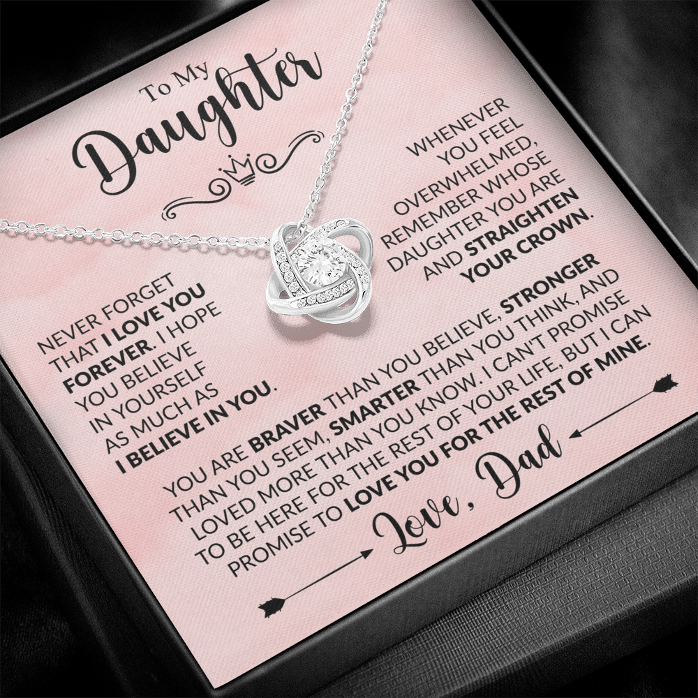 To My Daughter - Love Dad - Beautiful Gift Set - Love Knot Necklace -DLK021
