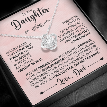 To My Daughter - Love Dad - Beautiful Gift Set - Love Knot Necklace -DLK021