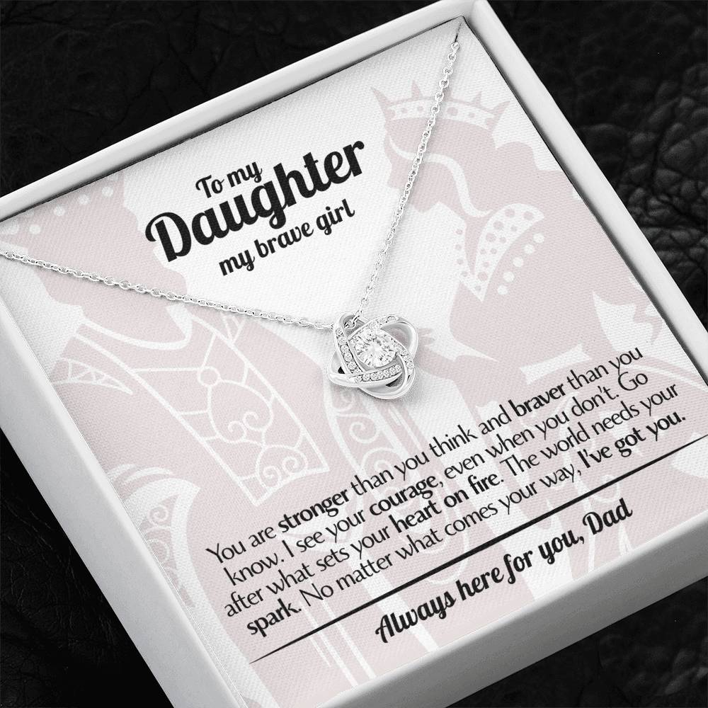 To My Daughter - Love Dad - Beautiful Gift Set - Love Knot Necklace -DLK017