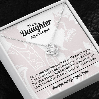 To My Daughter - Love Dad - Beautiful Gift Set - Love Knot Necklace -DLK017