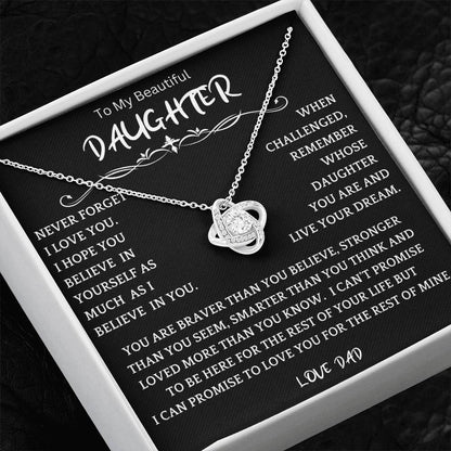 To My Daughter - Love Dad - Beautiful Gift Set - Love Knot Necklace -DLK019