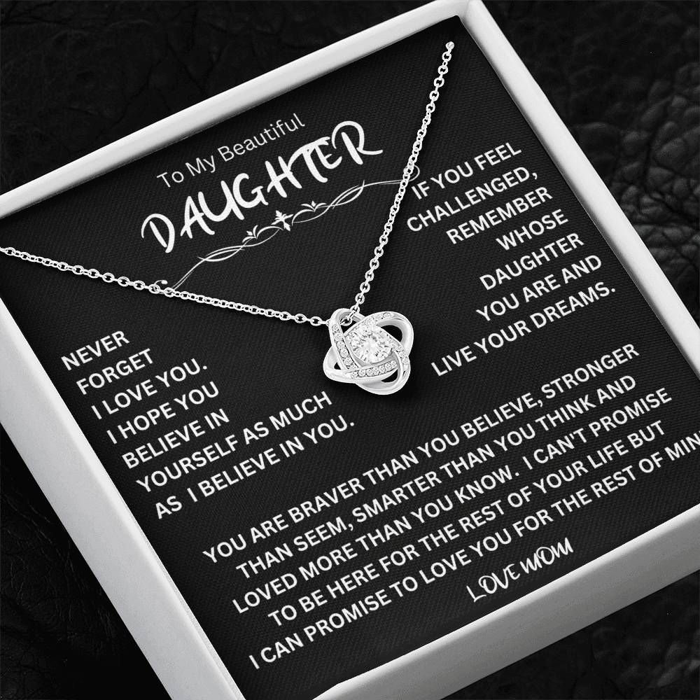 To My Daughter - Love Dad - Beautiful Gift Set - Love Knot Necklace -DLK014