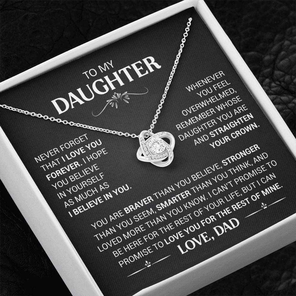 To My Daughter - Love Dad - Beautiful Gift Set - Love Knot Necklace -DLK008