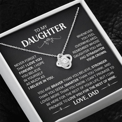 To My Daughter - Love Dad - Beautiful Gift Set - Love Knot Necklace -DLK008