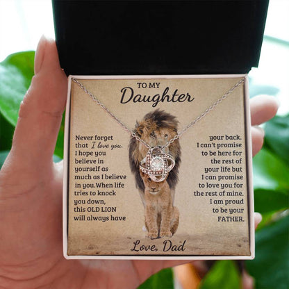 To My Daughter - Love Dad - Beautiful Gift Set - Love Knot Necklace -DLK018