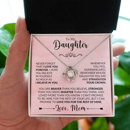 To My Daughter - Love Mom - Beautiful Gift Set - Love Knot Necklace -DLK022