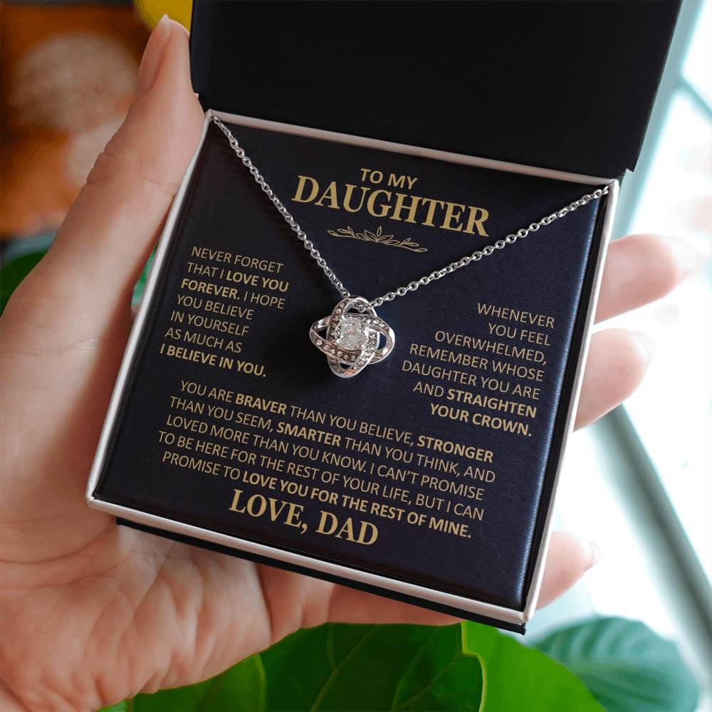 To My Daughter - Love Dad - Beautiful Gift Set - Love Knot Necklace -DLK020