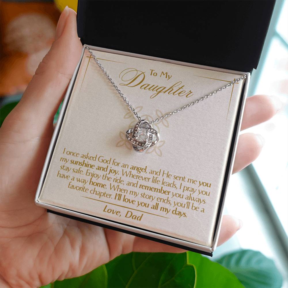 To My Daughter - Love Dad - Beautiful Gift Set - Love Knot Necklace -DLK016