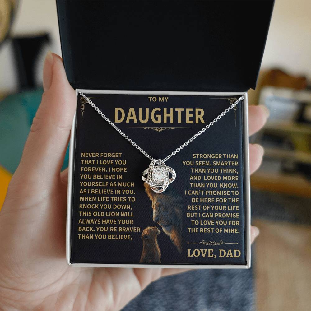 To My Daughter - Love Dad - Beautiful Gift Set - Love Knot Necklace -DLK009