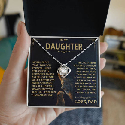 To My Daughter - Love Dad - Beautiful Gift Set - Love Knot Necklace -DLK009