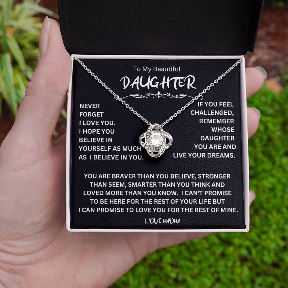 To My Daughter - Love Dad - Beautiful Gift Set - Love Knot Necklace -DLK014