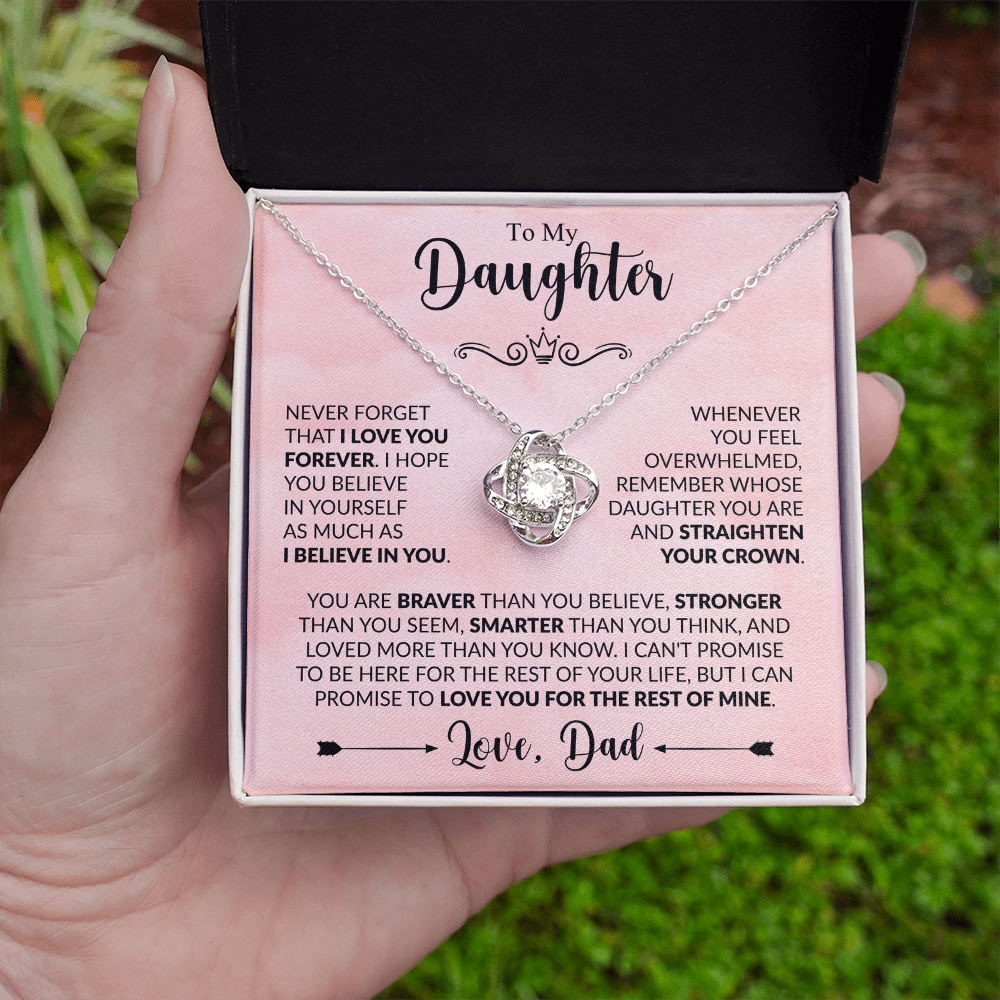 To My Daughter - Love Dad - Beautiful Gift Set - Love Knot Necklace -DLK021